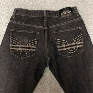 Urban Label Jeans Mens 34 Black Straight Leg Embroidered Pockets Casual Everyday